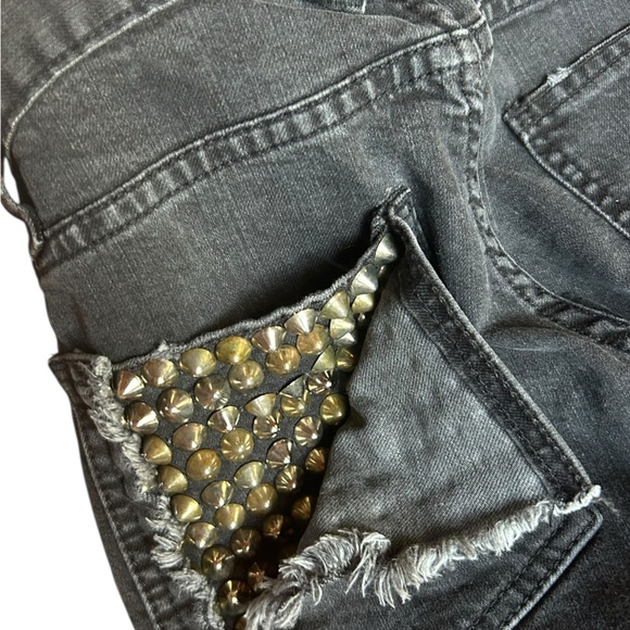 Bess Denim - Bess X Barney’s Studded Black Skinny Ripped and Studded Jeans Ripped Back…